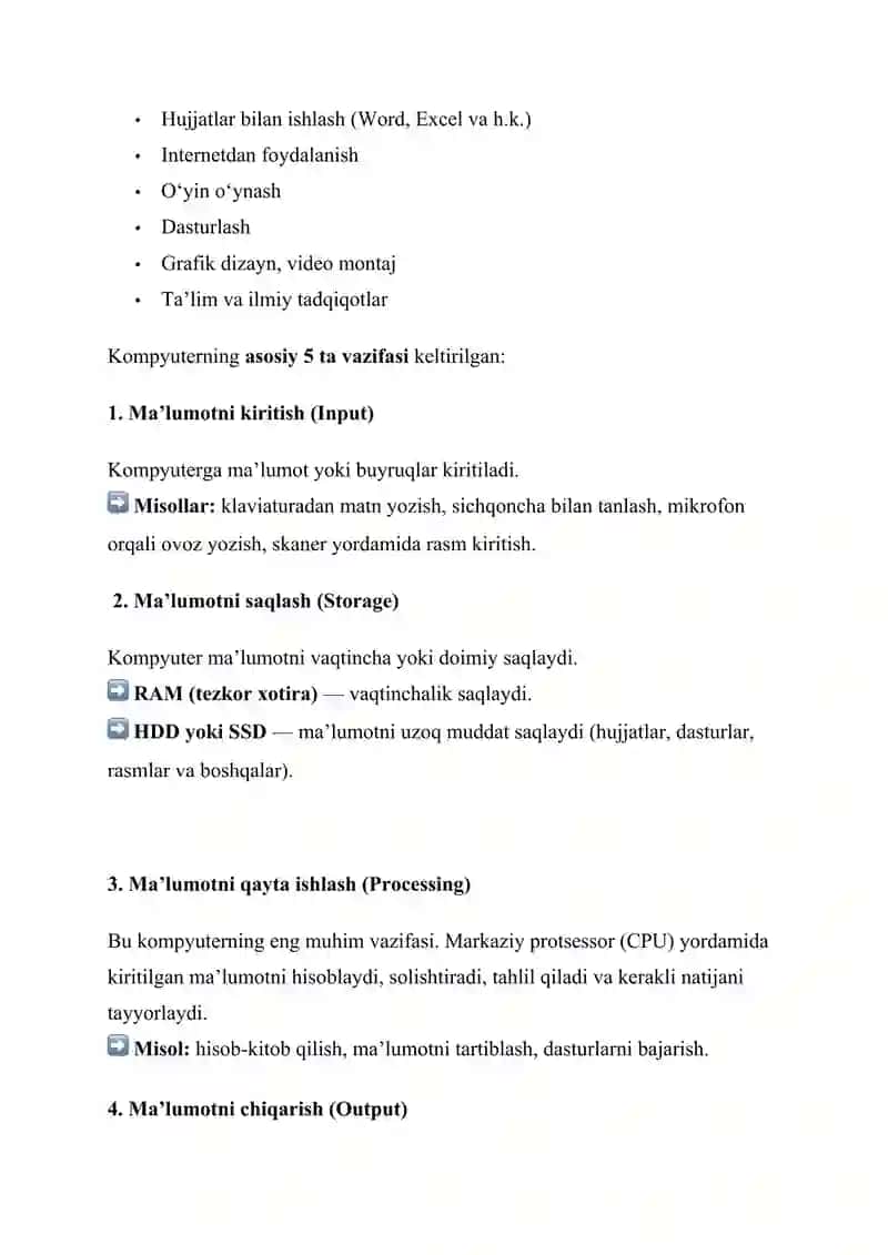 Kompyuter turlari. Dunyo superkompyuterlari. 3