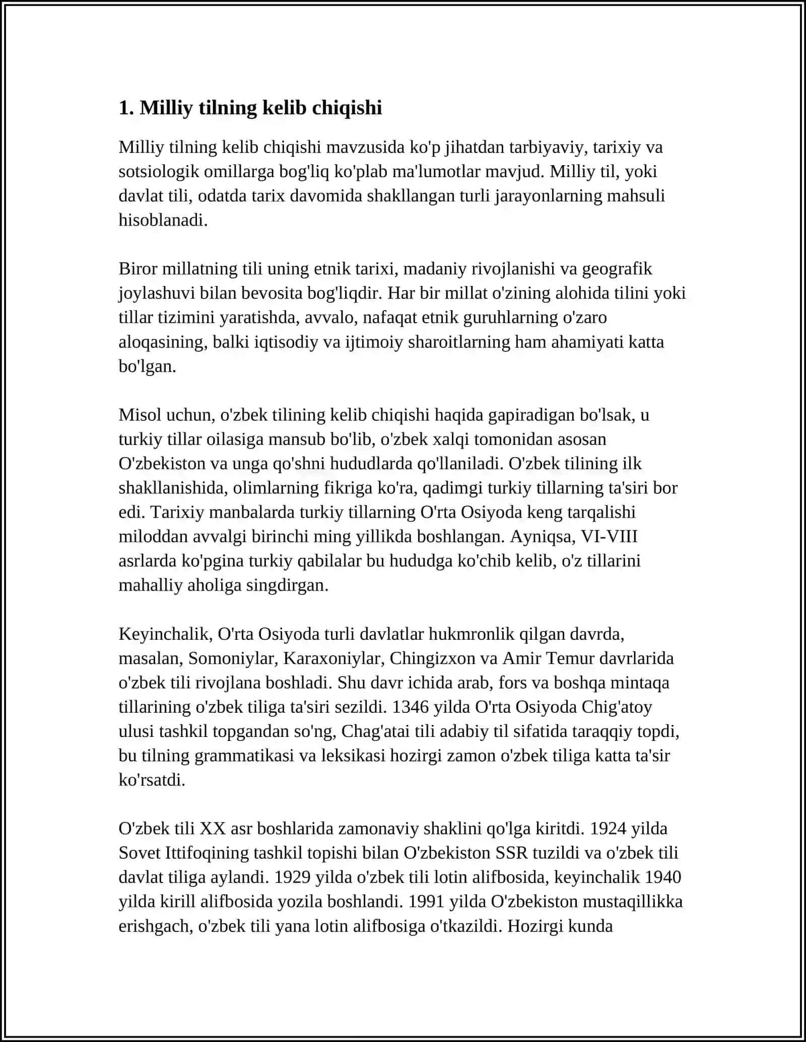 MUSTAQIL ISH Mavzu: MILLIY TIL VA ADABIY TIL 3