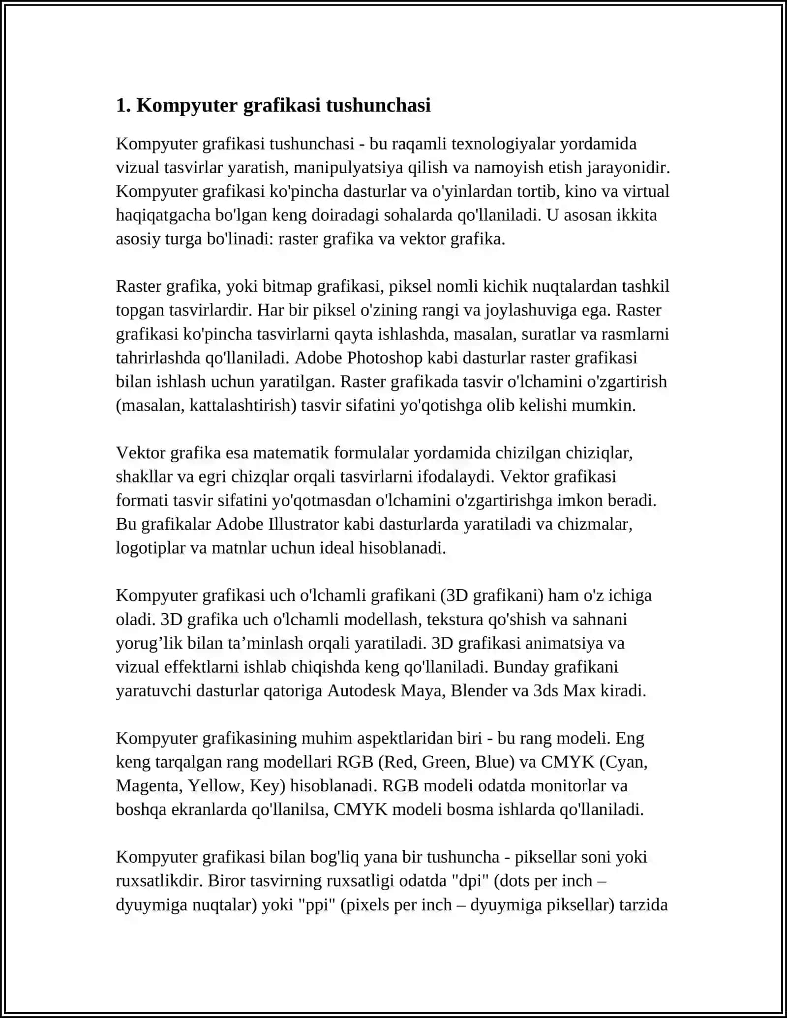 KOMPYUTER GRAFIKASIDAN FOYDALINISH 3