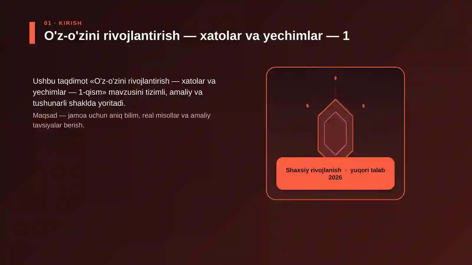 O'z-o'zini rivojlantirish — xatolar va yechimlar — 1-qism 3