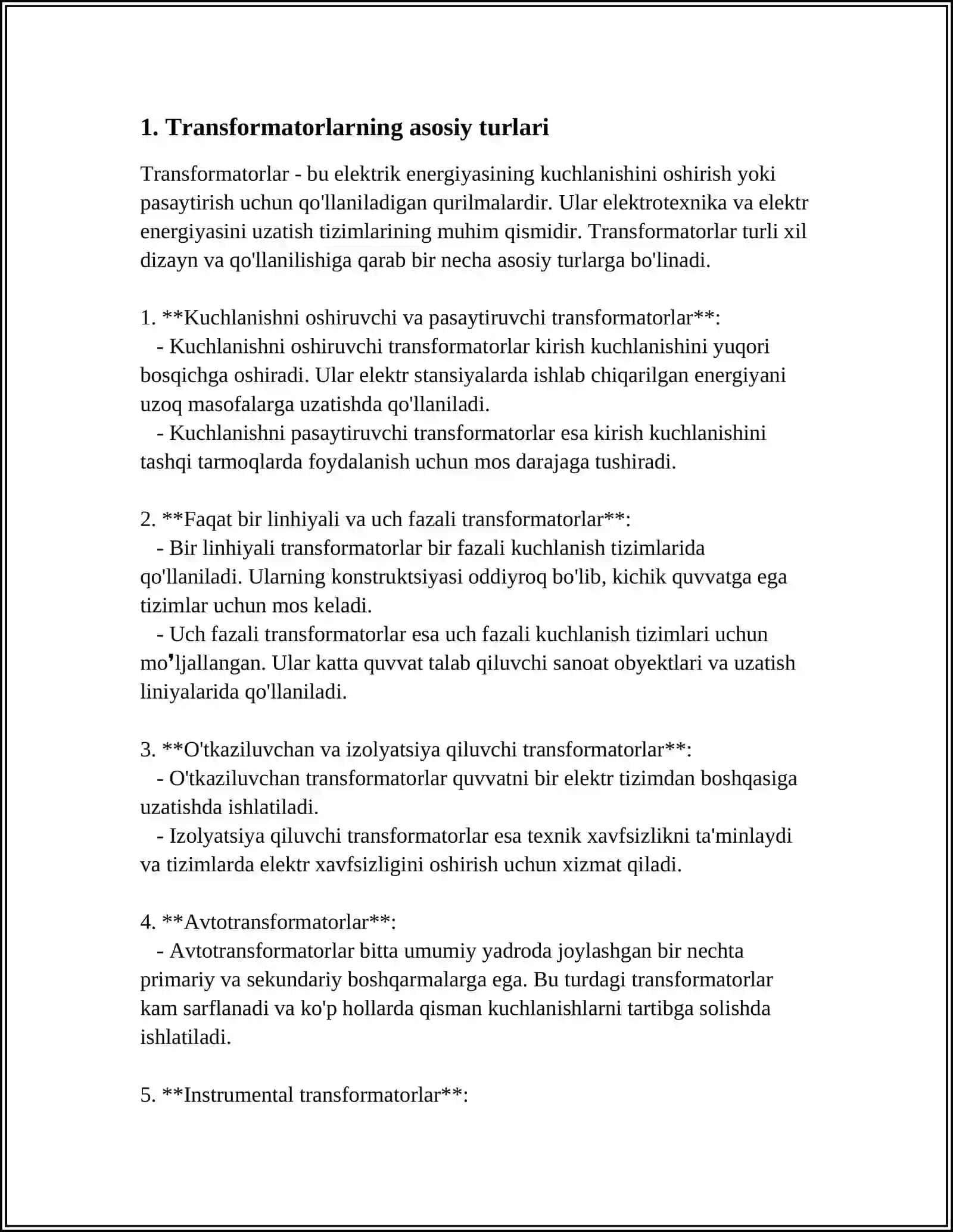 PAYVANDLASH TRANSFORMATORLARINI LOYIHALASH 3