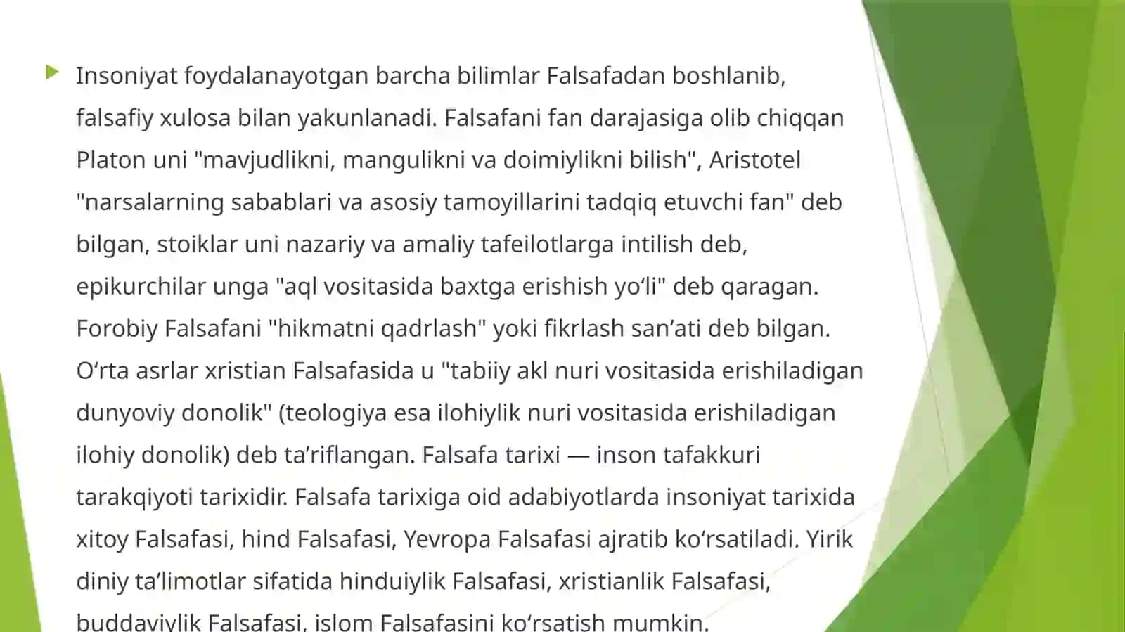 Falsafa fanining predmeti, maqsadi va vazifalari 3