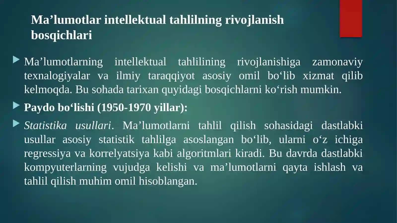 Ma’lumotlarning intellektual tahlili 3