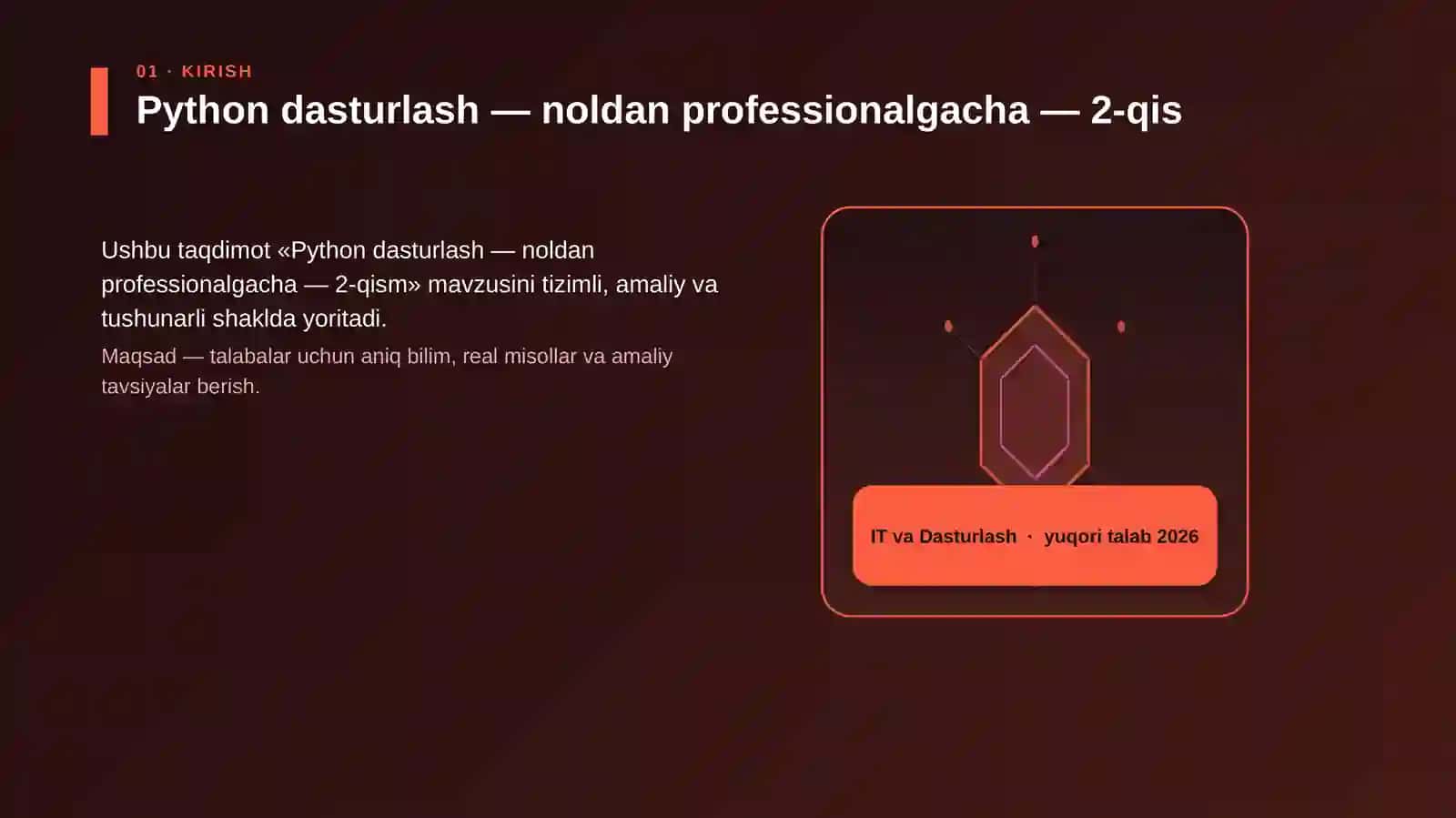 Python dasturlash — noldan professionalgacha — 2-qism 3