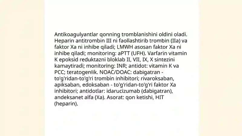 Antikoagulyantlar: mexanizmi va turlari 3
