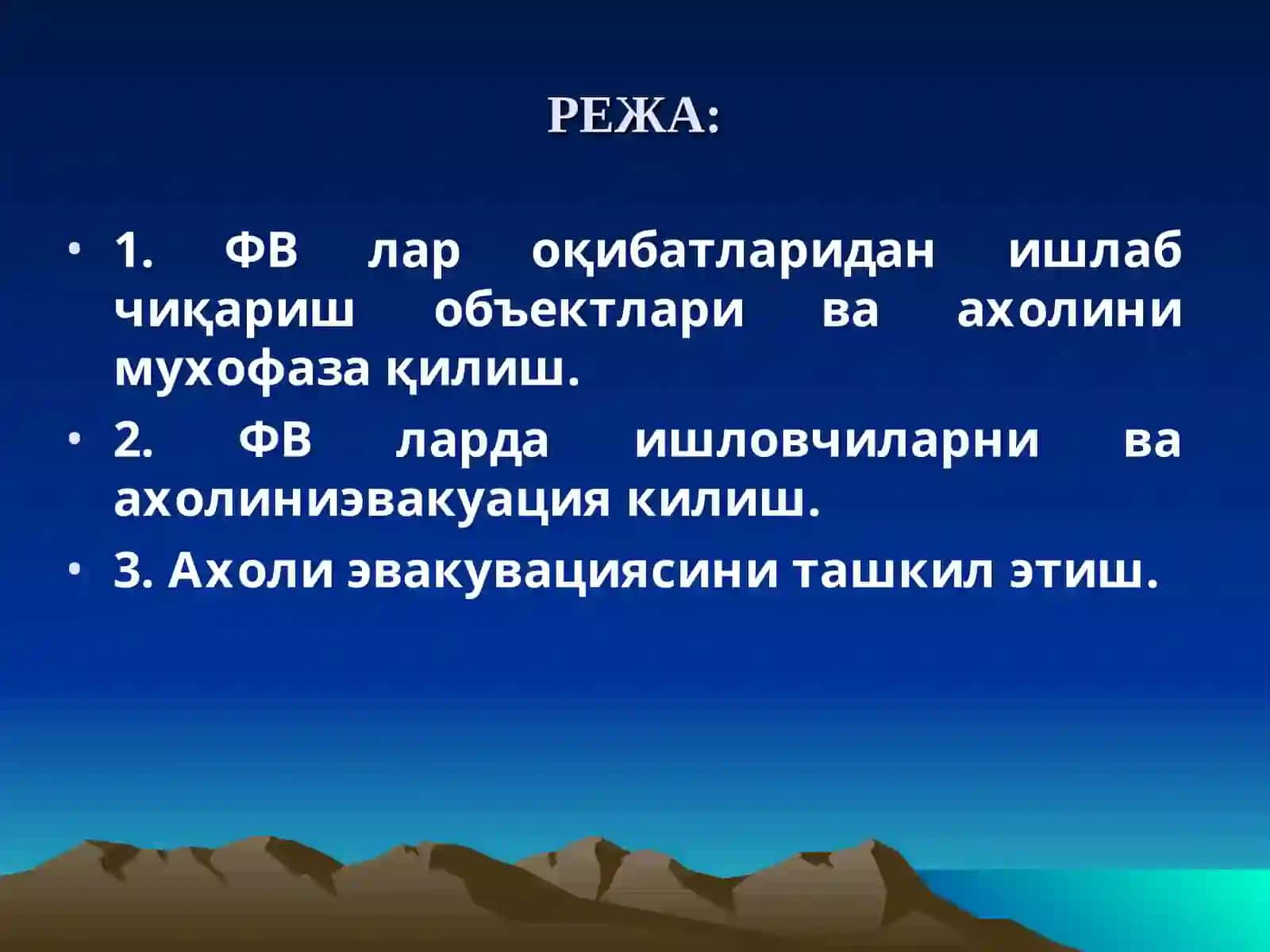 Мустақил иш: Ҳаёт фаолияти хавфсизлиги 3