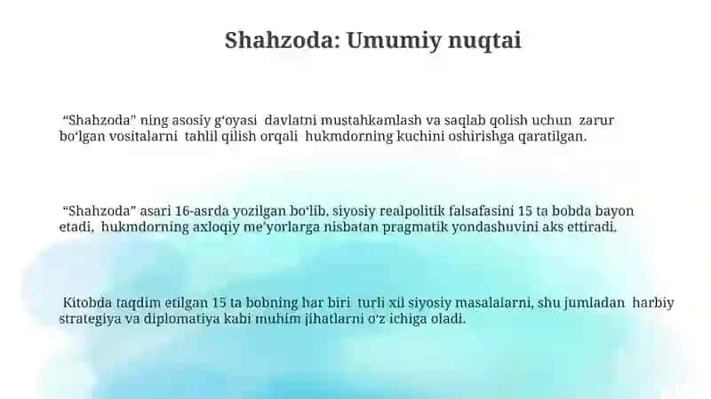 Makiavellining "Xukmdor"asari 3