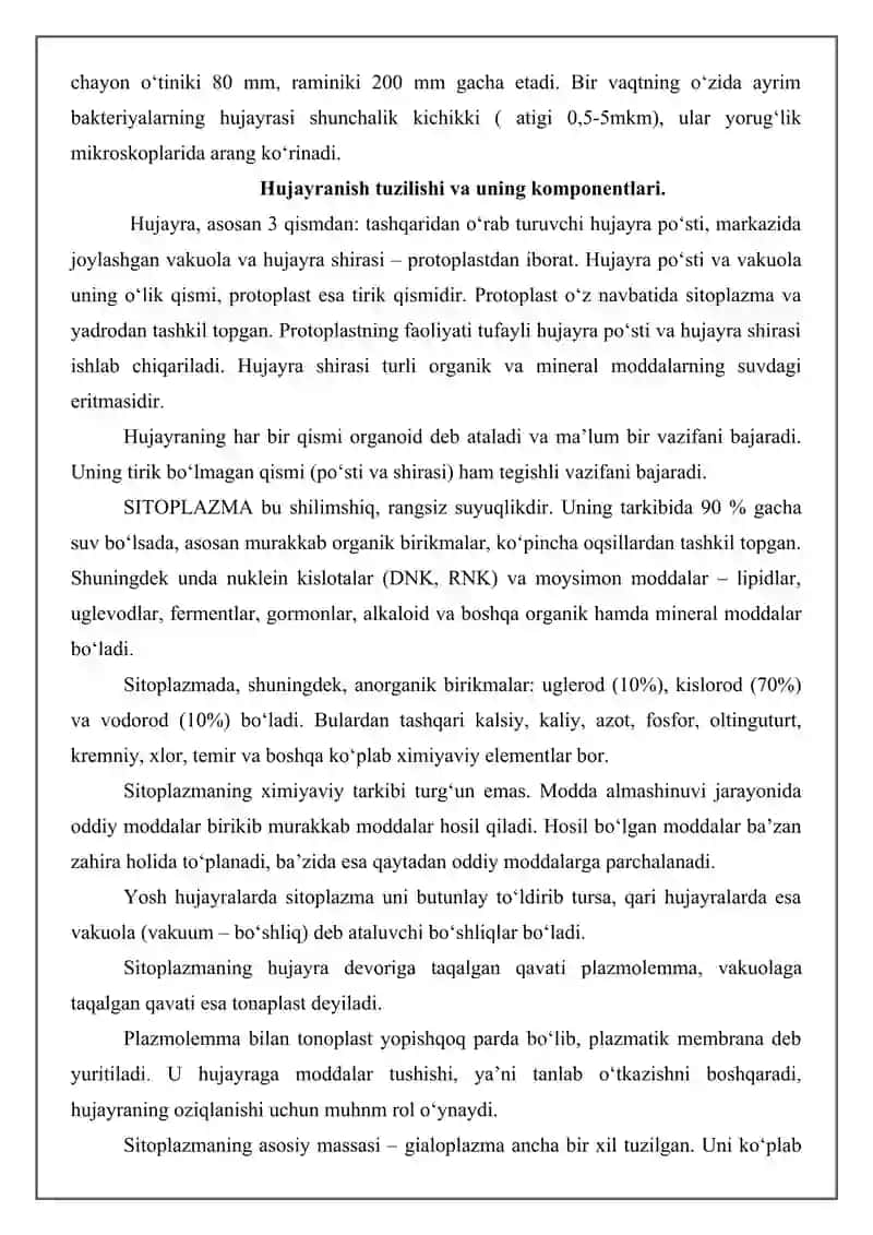 Hujayra va uning tuzilishi 3