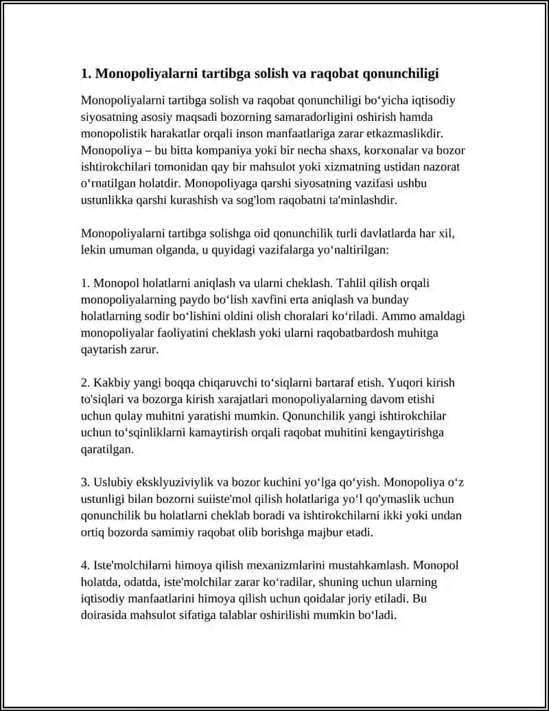 Monopoliyalarni tartibga solish va raqobat qonunchiligi 3