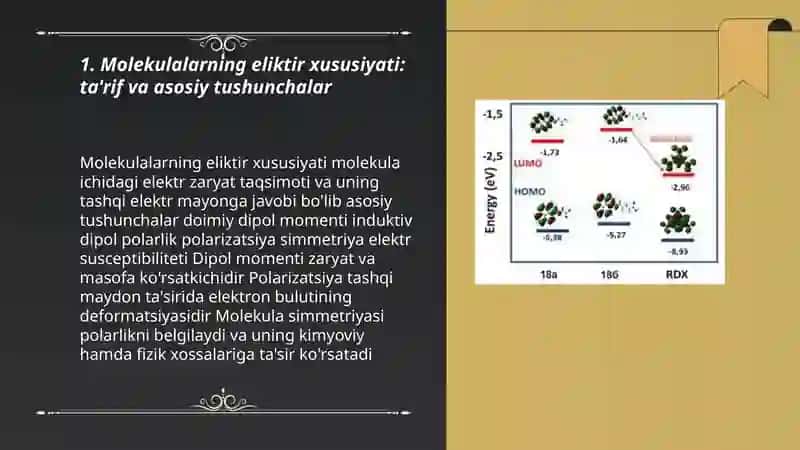 Molekulalarning eliktir xususiyati 3