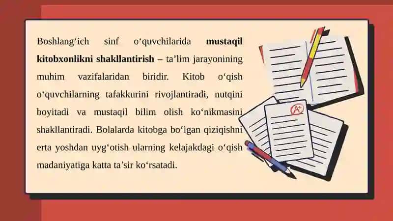 Boshlang'ich Sinf O'quvchilarida mustaqil kitobxonlikni shakllantirish 3