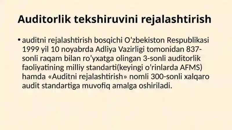 AUDITORLIK TEKSHIRUVINI REJALASHTIRISH 3