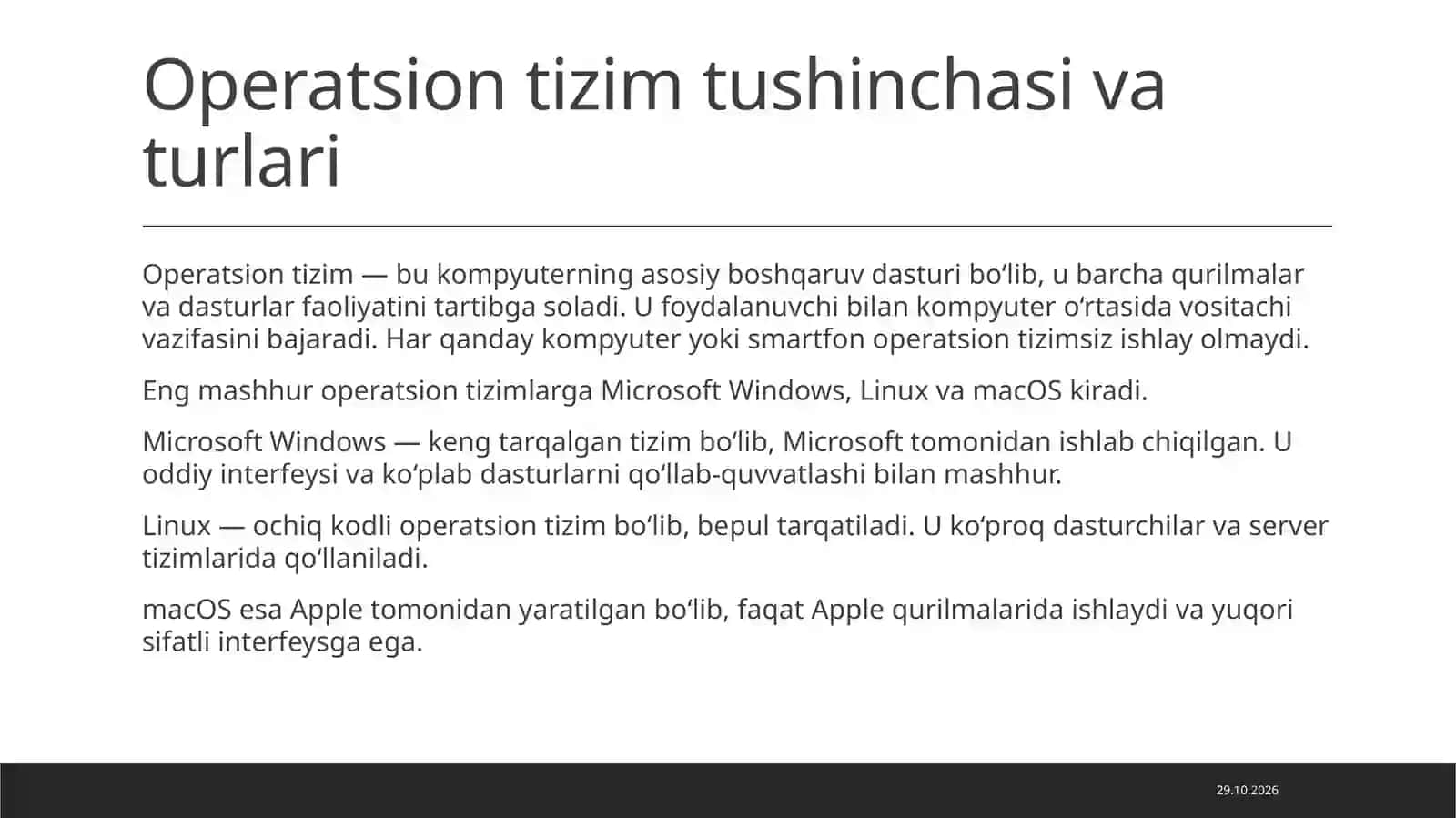 Operatsion tizimlar.(windows,Linux,macOs) 3