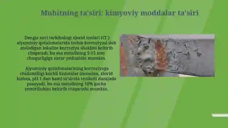 Alyuminiy qotishmalarining korroziyaga chidamliligi 3