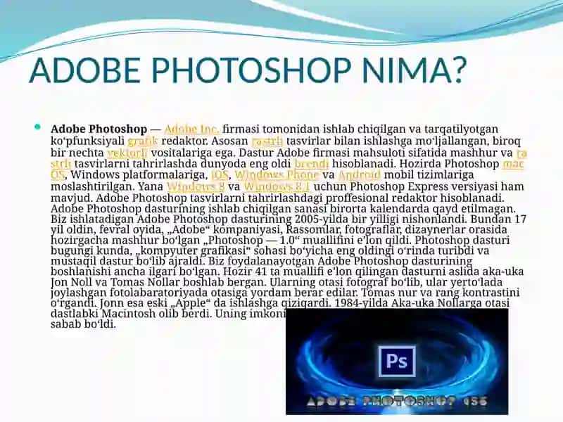 Adobe Photoshop dasturining ishlab chiqilishi 3