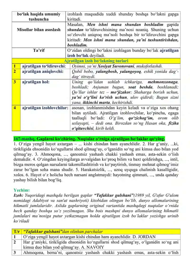 Ajratilgan Bo‘lakli Gaplar 3