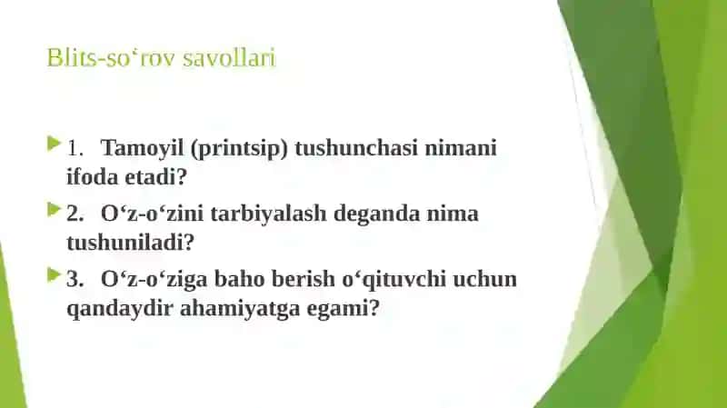 O‘Z-O‘ZINI TARBIYALASH VA O‘Z USTIDA ISHLASH. PEDAGOGIKA TAJRIBANI TO‘PLASH TIZIMI 3