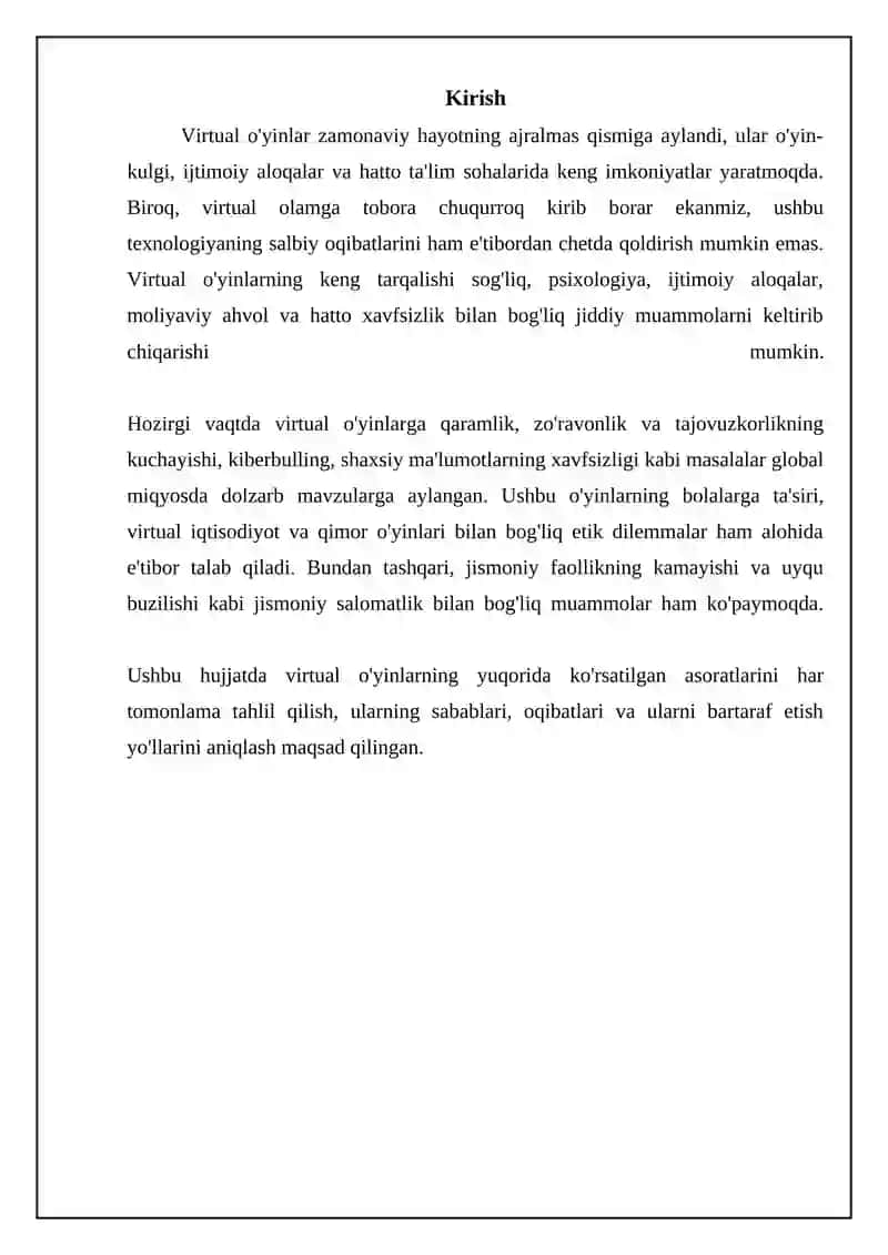 Virtual o'yinlarning asoratlari 3