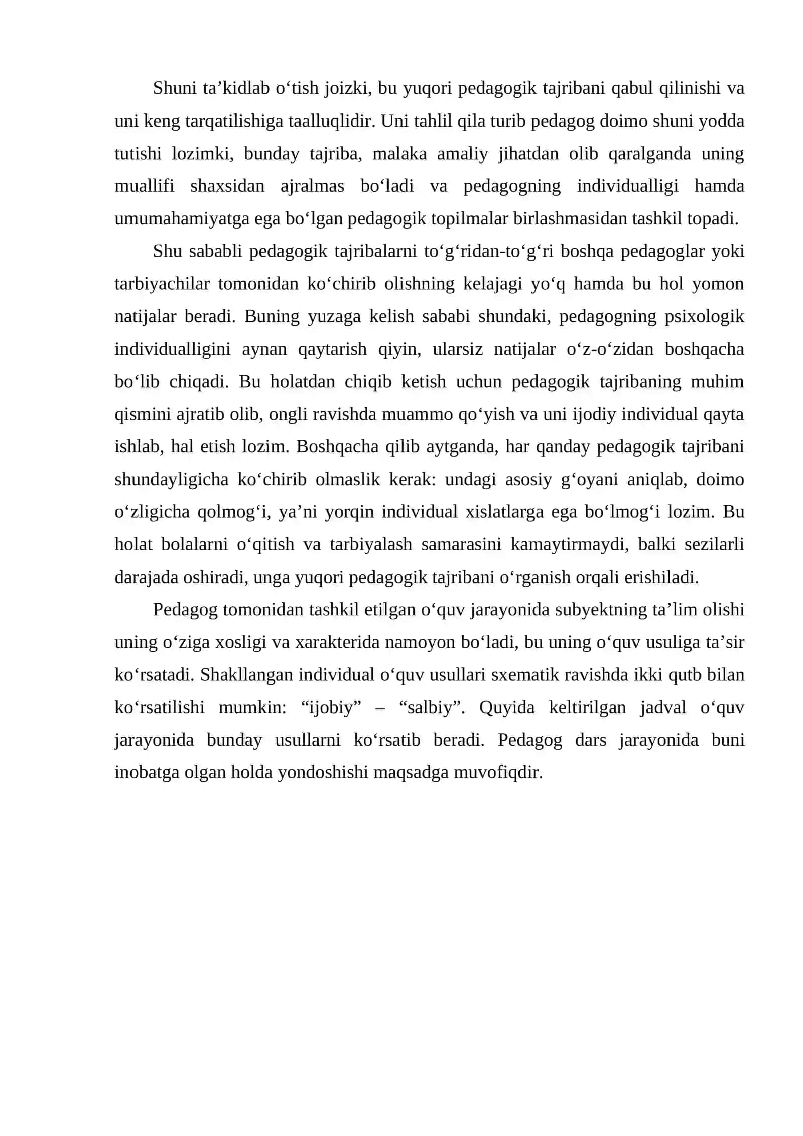 Pedagogning individual faoliyat uslubi 3