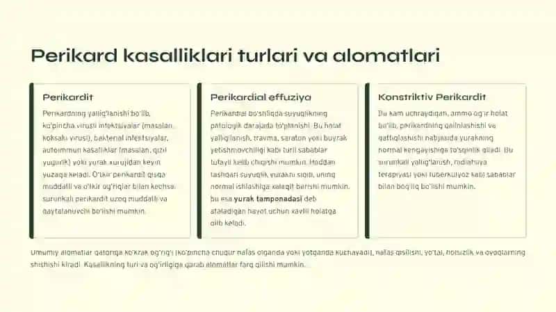 Perikard kasalliklari. Yurak o‘smalari. Yurak transplantatsiyasi 3
