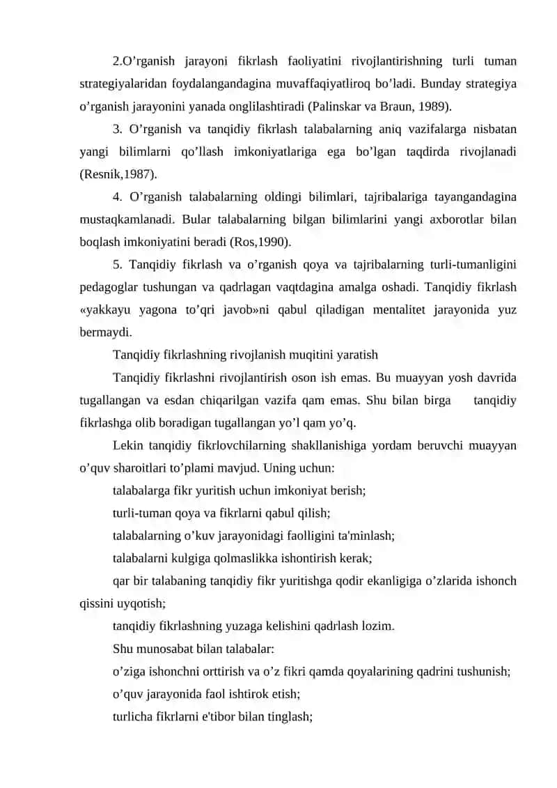 Tanqidiy o'qish va samarali amalga oshirish omillari 3