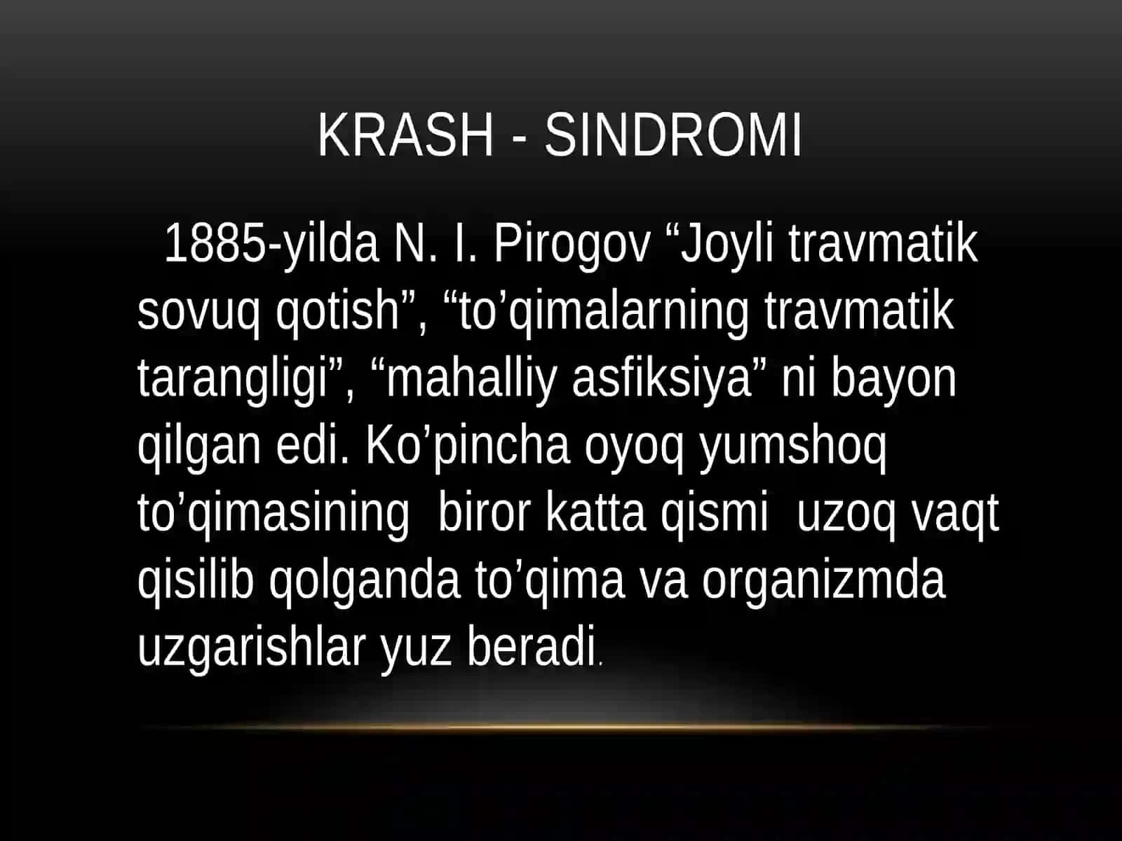 TRAVMATIK TOKSIKOZ (TO’QIMALARNING UZOQ EZILISH SINDROMI, KRASH - SINDROMI) 3