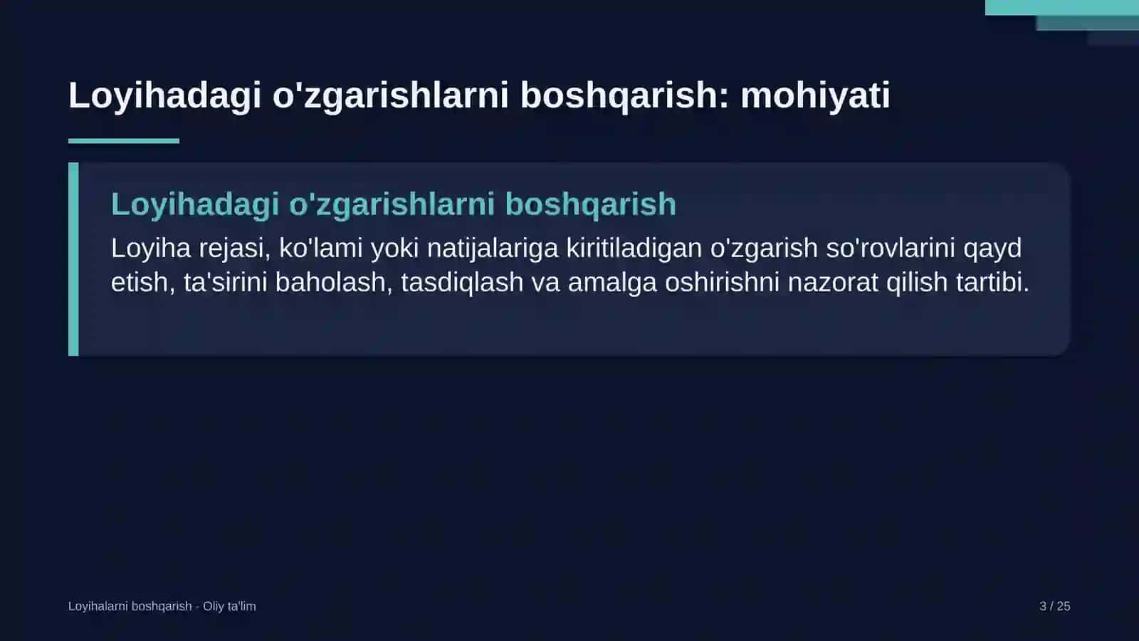 mineral o'g'itlar ishlab chiqarishda loyihadagi o'zgarishlarni boshqarish 2118 3