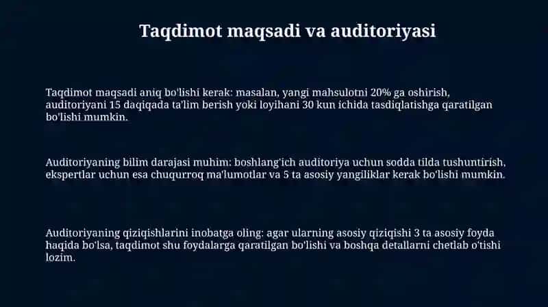 Taqdimotning maqsad va auditoriyasi 3