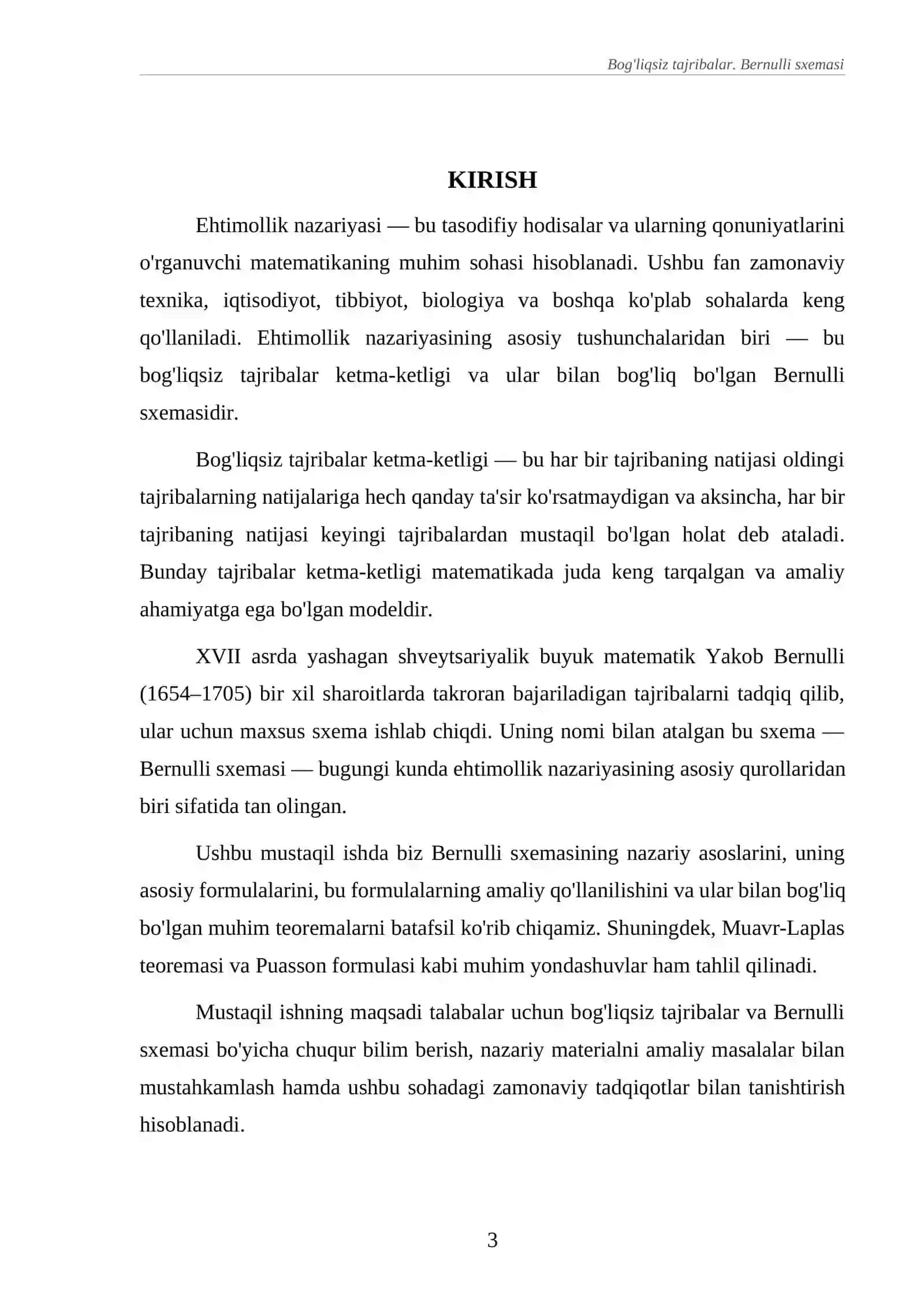 Bog'liqsiz tajribalar. Bernulli sxemasi 3