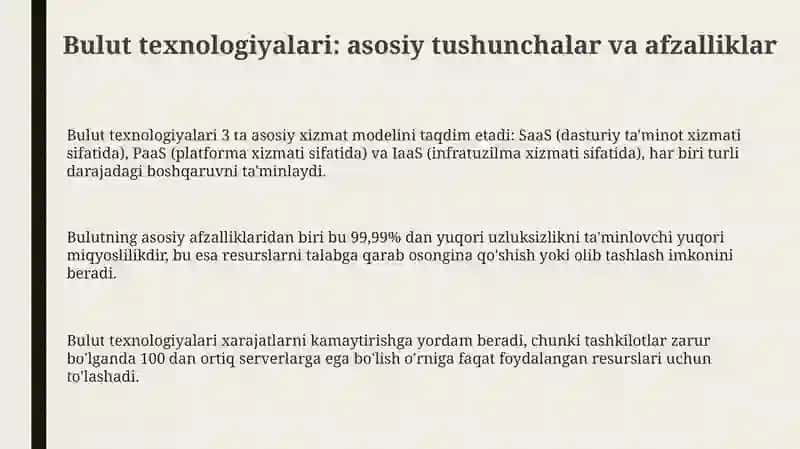 Bulut texnologiyalari: asosiy tushunchalar va afzalliklar 3