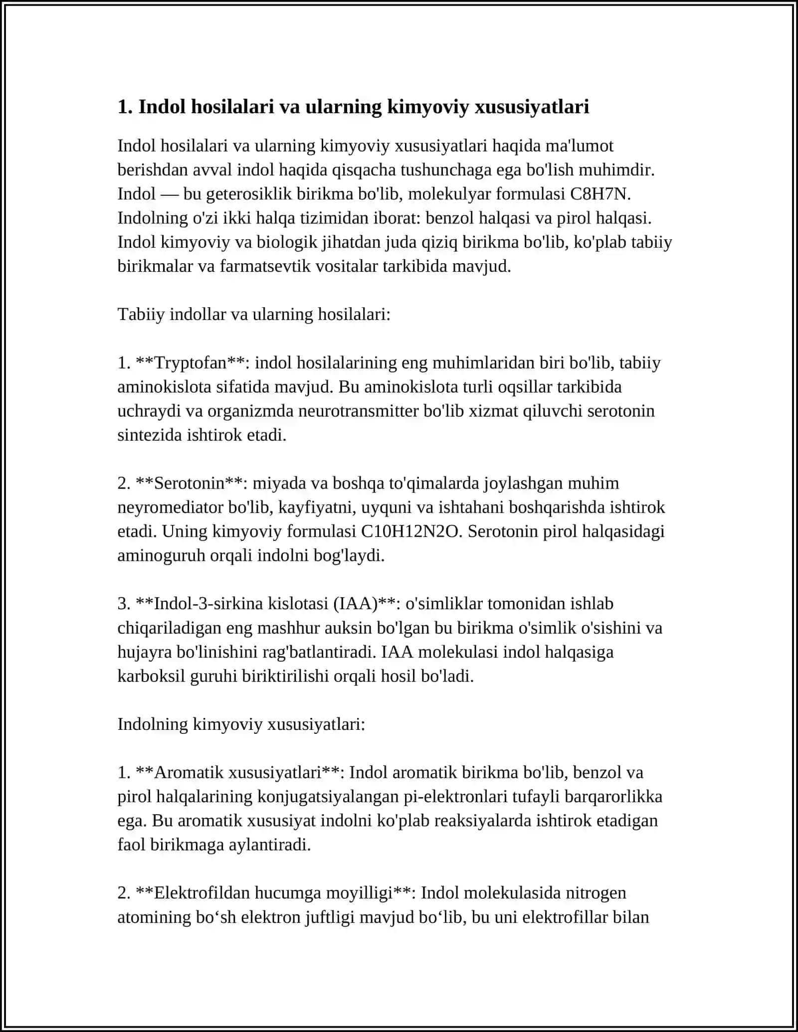 INDOL HOSILALARINI MIKROBIOLOGIK TRANSFORMATSIYALASH 3