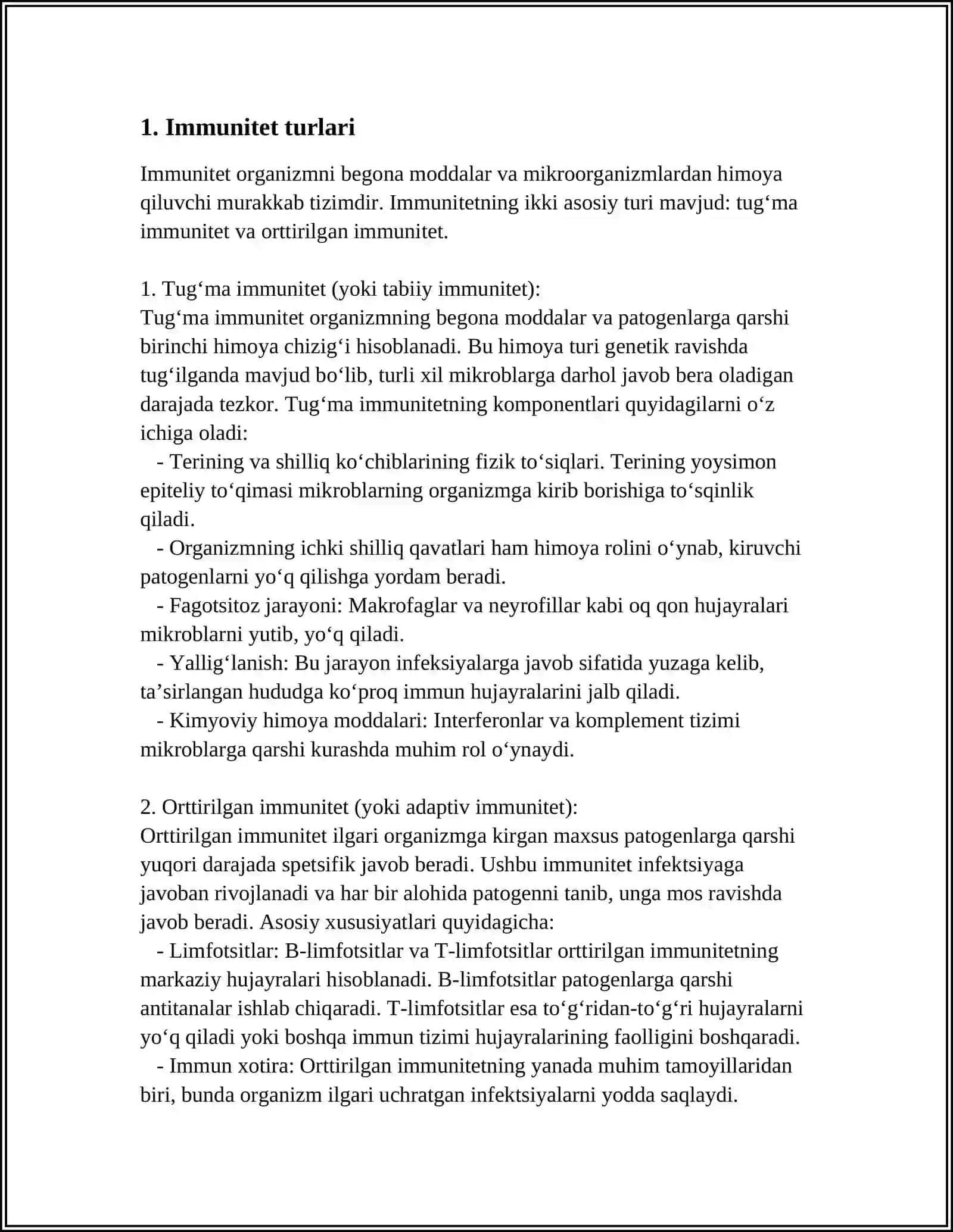 IMMUNITET:IMMUNITET TURLARI 3