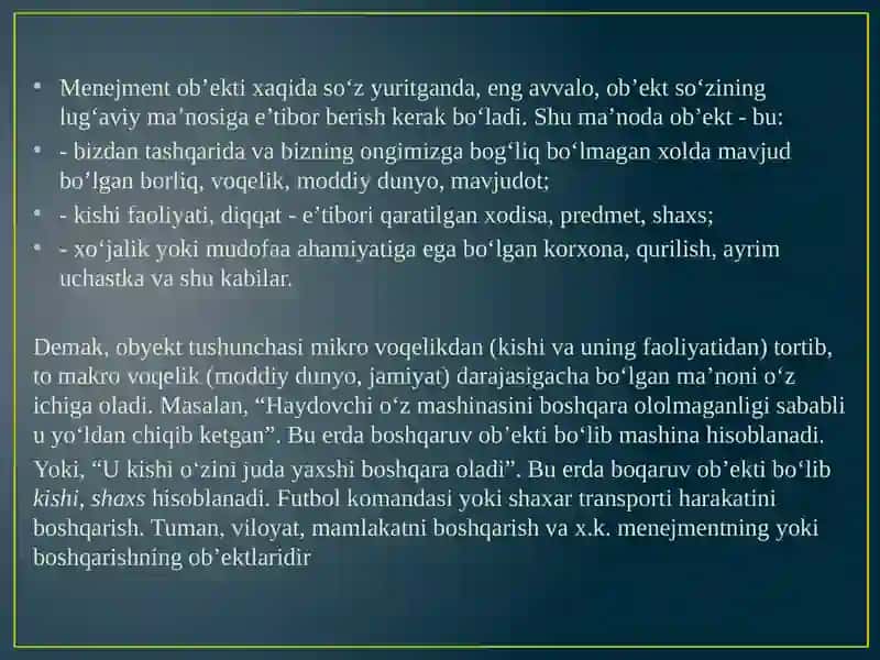 Menejmentni rivojlanish tarixi va xozrgi holati 3