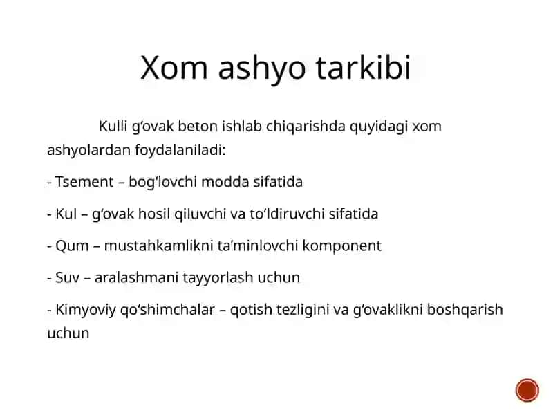 Kulli g‘ovak betonlar ishlab chiqarish 3