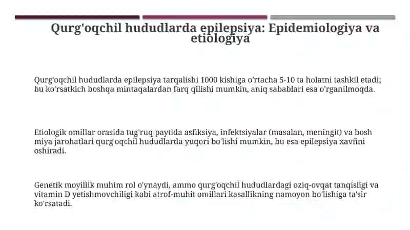 Aridzonalarida epilepsiyakasalligining kechishivaxususiyatlari 3
