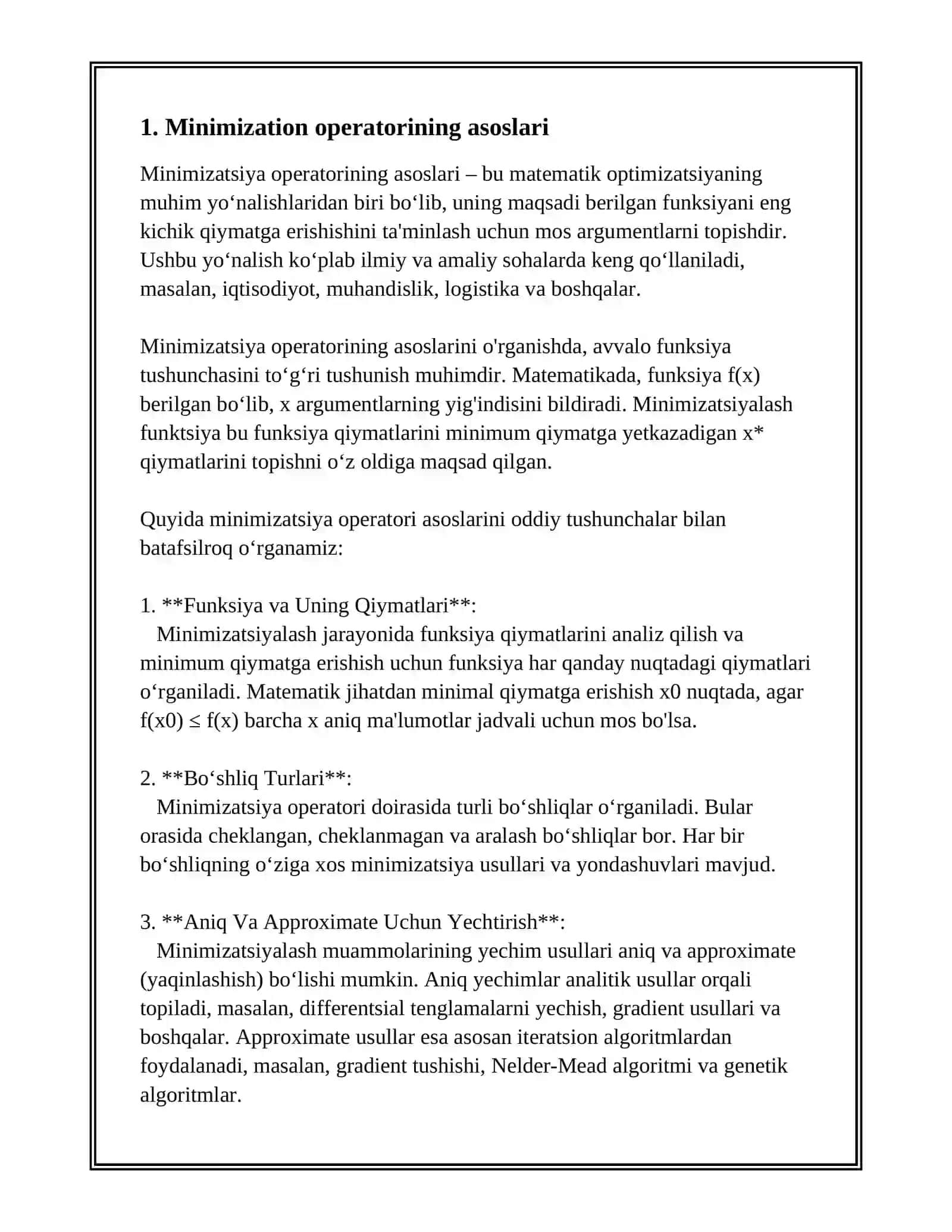 MINIMIZATSIYA OPERATORI 3