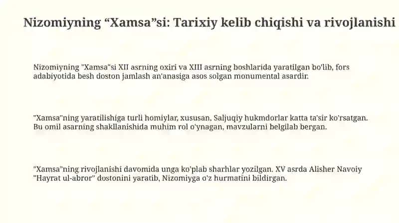 Xamsa asariSaddiIskandariy 3