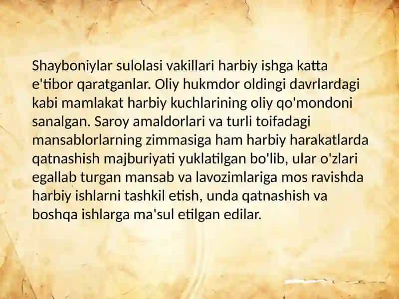Shayboniylar davrida harbiy ish 3