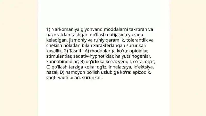 Tibbiyotda Narkomaniya va uning asoratlari 3