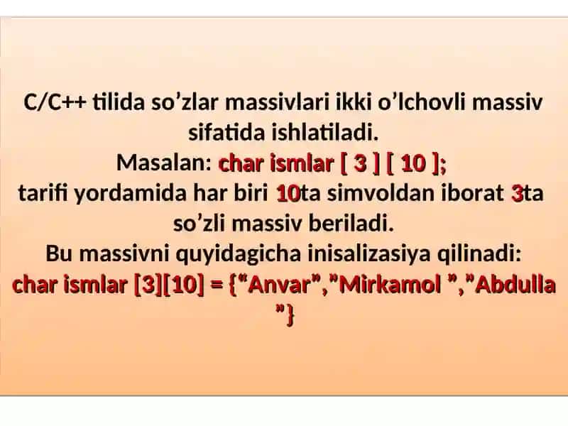 SIMVOLLI MASSIVLAR BILAN ISHLASH 3