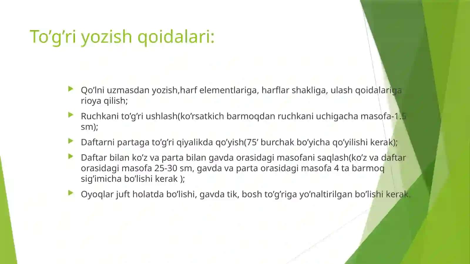 O’ tovush-harfini yozishga o’rgatish 3