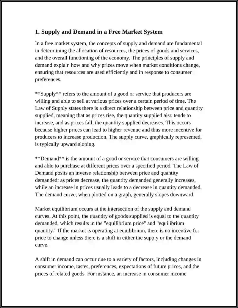 Supply and Demand in a Free Market System 3