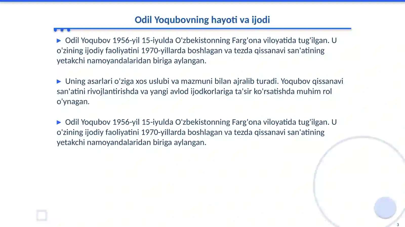 Odil Yoqubov-qissanavis 3