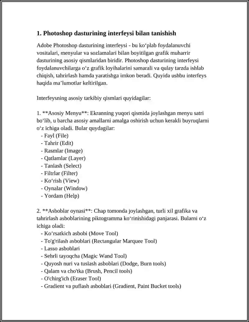 Photoshop INTERFEYSI, RASMNI NUSXALASH VA SAQLASH 3