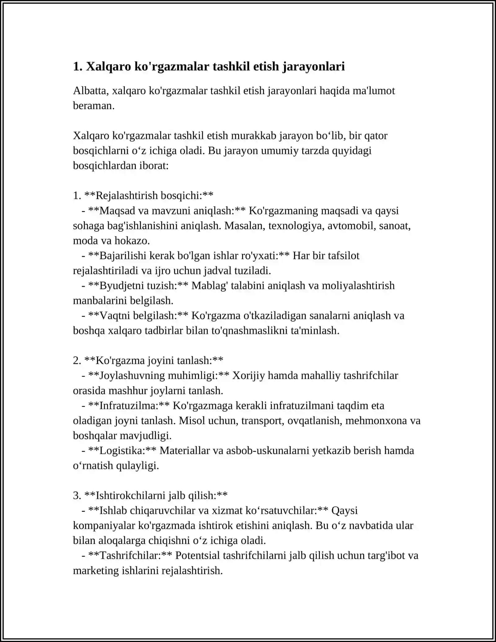 Xalqaro ko'rgazmalar tashkil etish jarayonlari 3