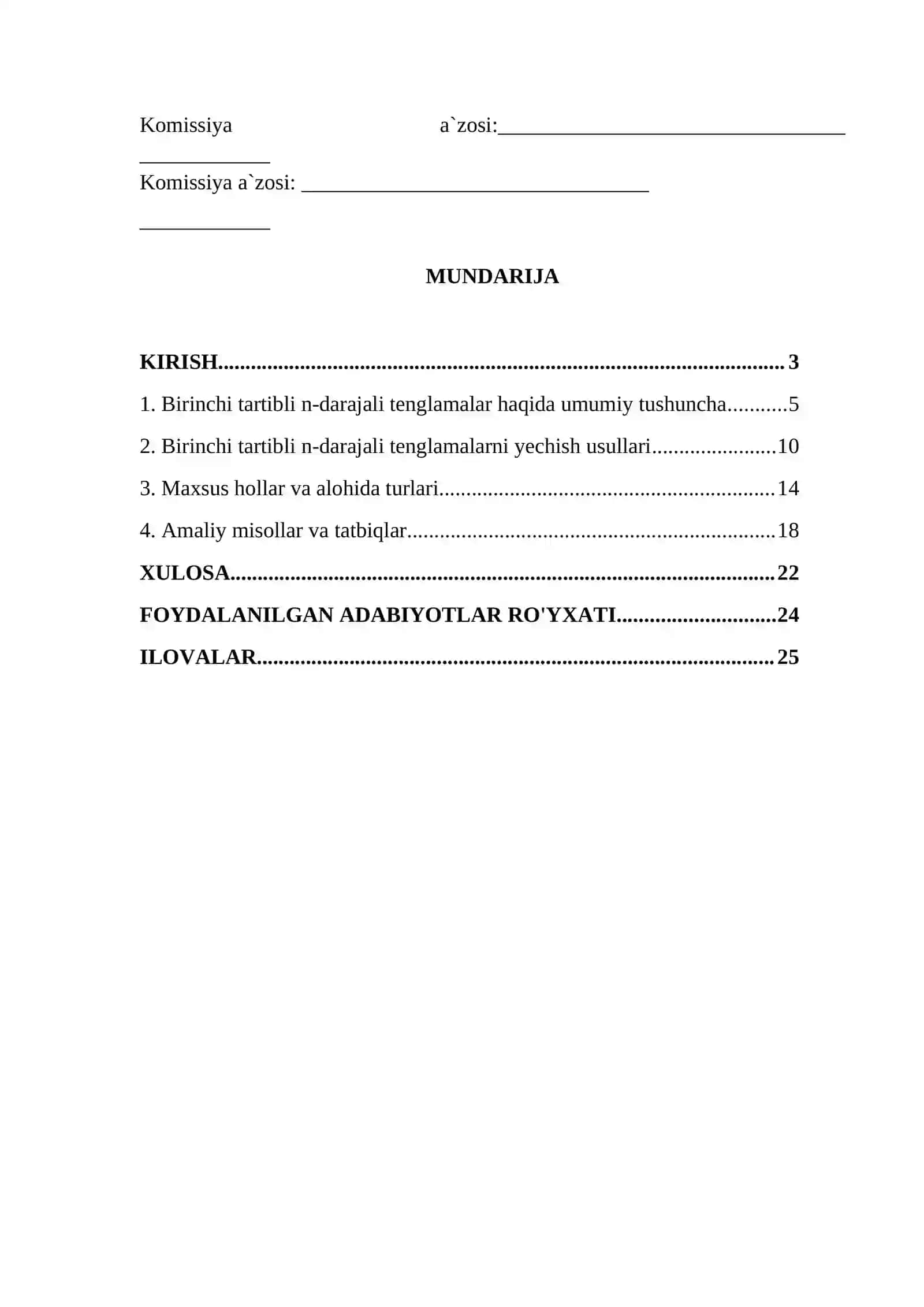 Birinchi tartibli n-darajali tenglamalar 3