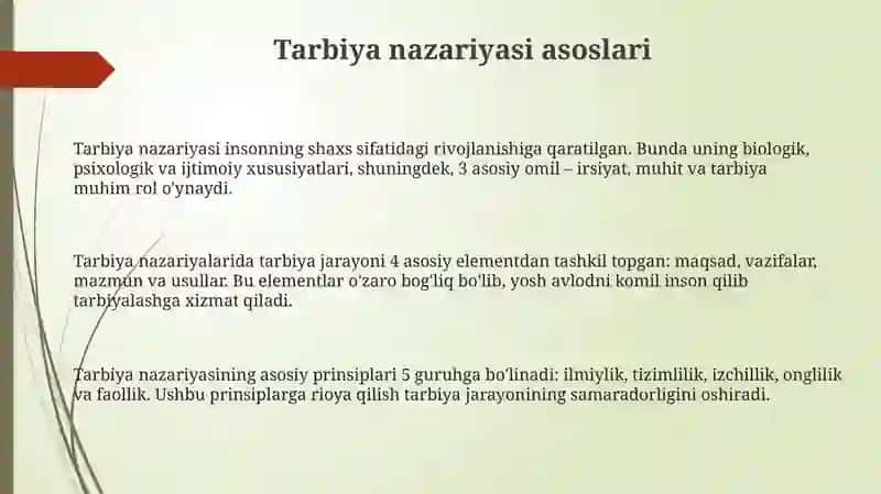 Tarbiya nazariyasi 3