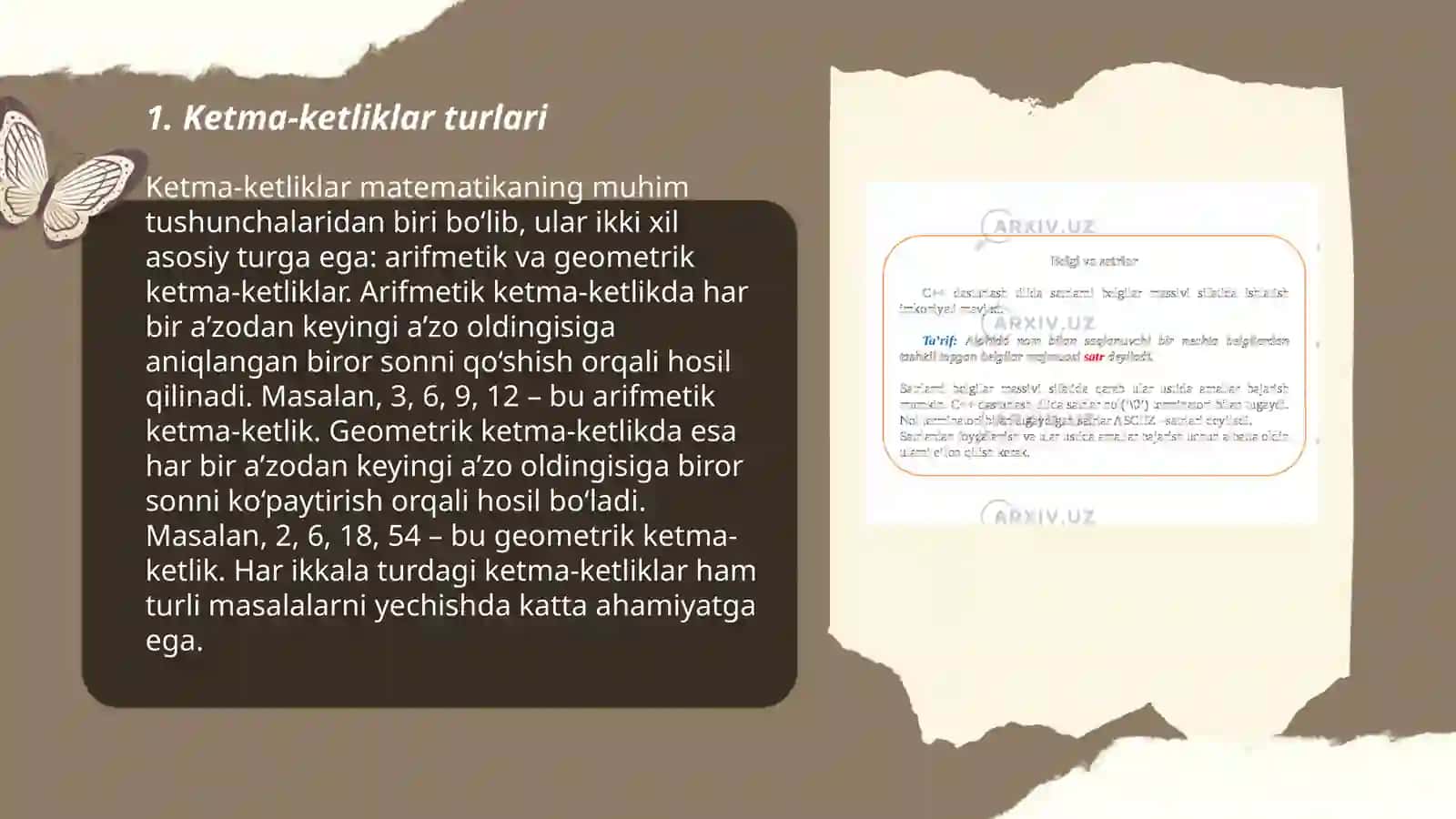 Ketma-ketliklar va massivlarni saralash 3
