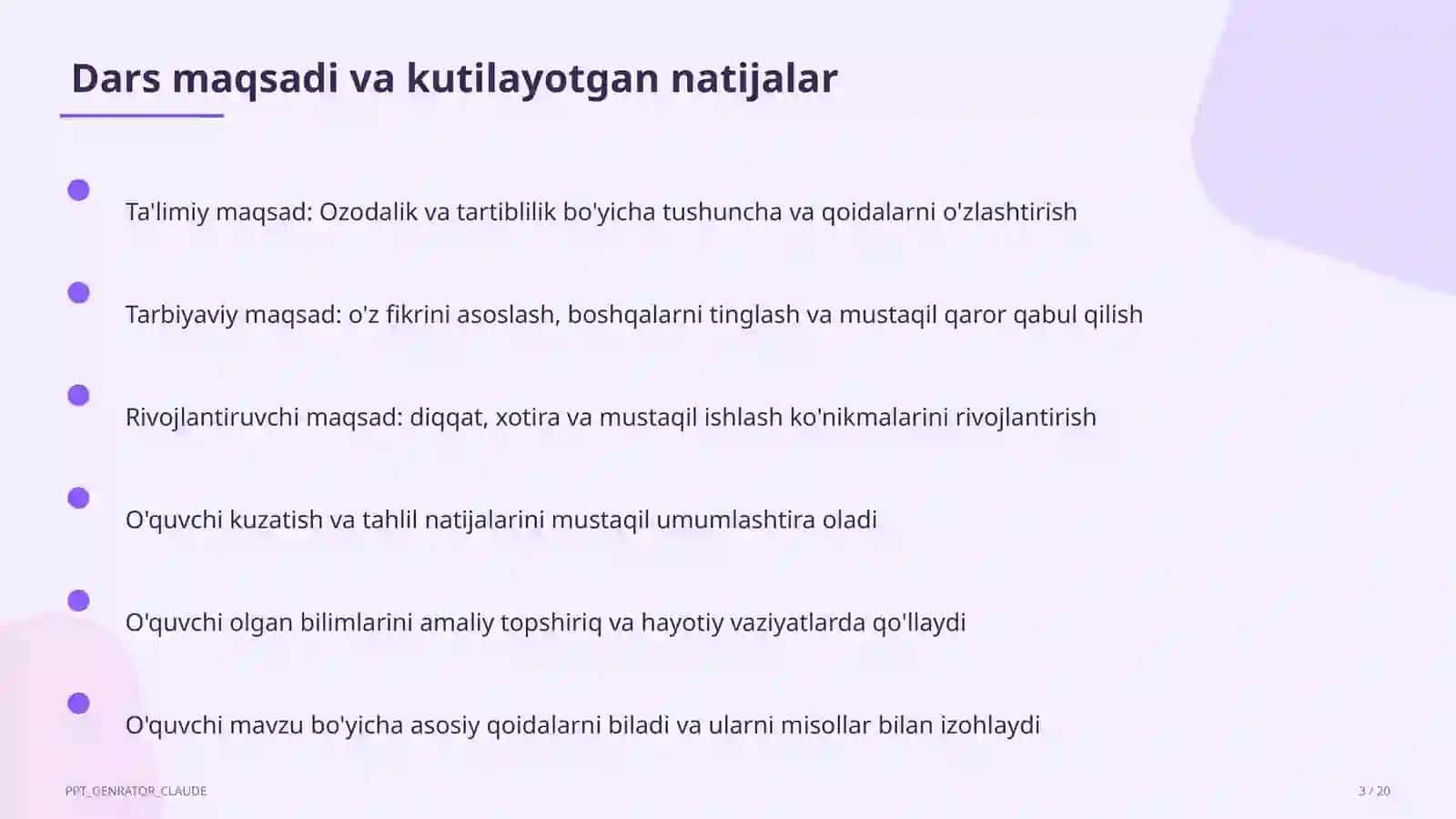 Ozodalik va tartiblilik (1-sinf) 3