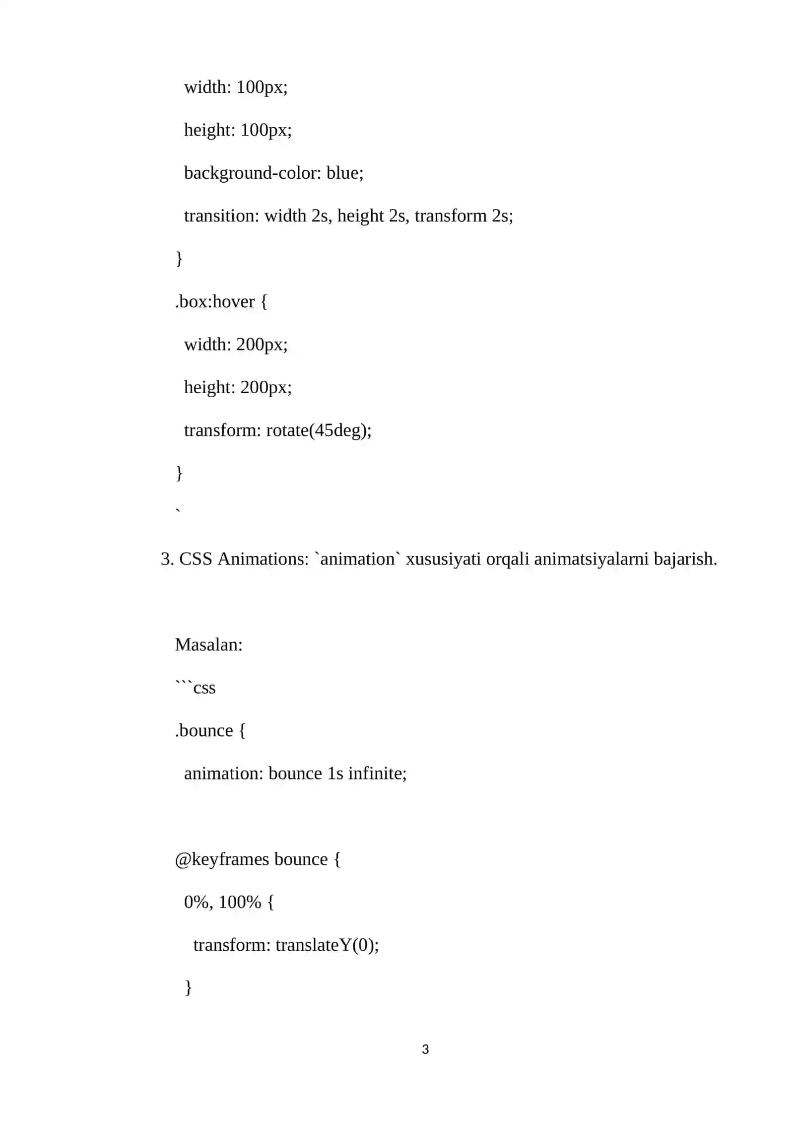 CSS animatsiyalar yaratish asoslari 3